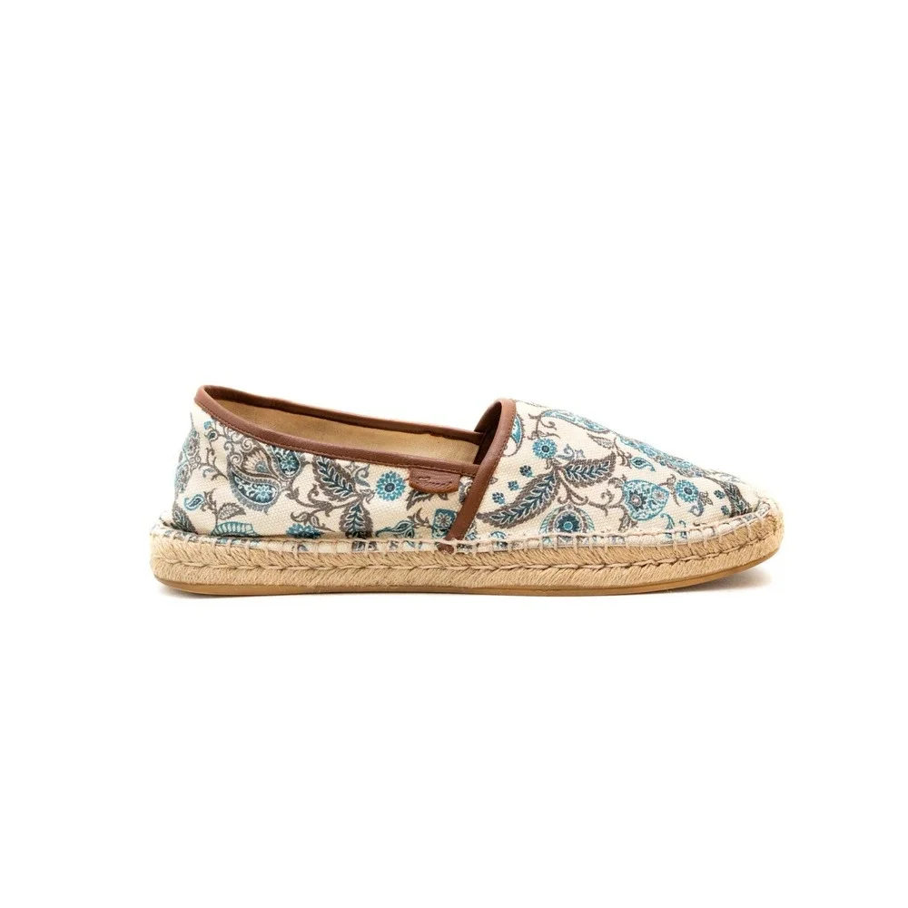 GUCCI Men's Cloth espadrilles Creme and multicolor paisley print Flats Size US 9
